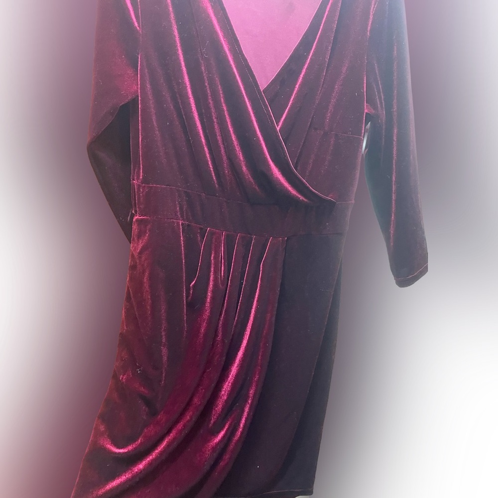 Burgundy wrap style mini dress